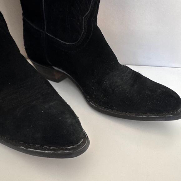 Rodeo Drive Black Suede Leather Cowboy Western Boots Size 7.5 Made in USA - Picture 4 of 12